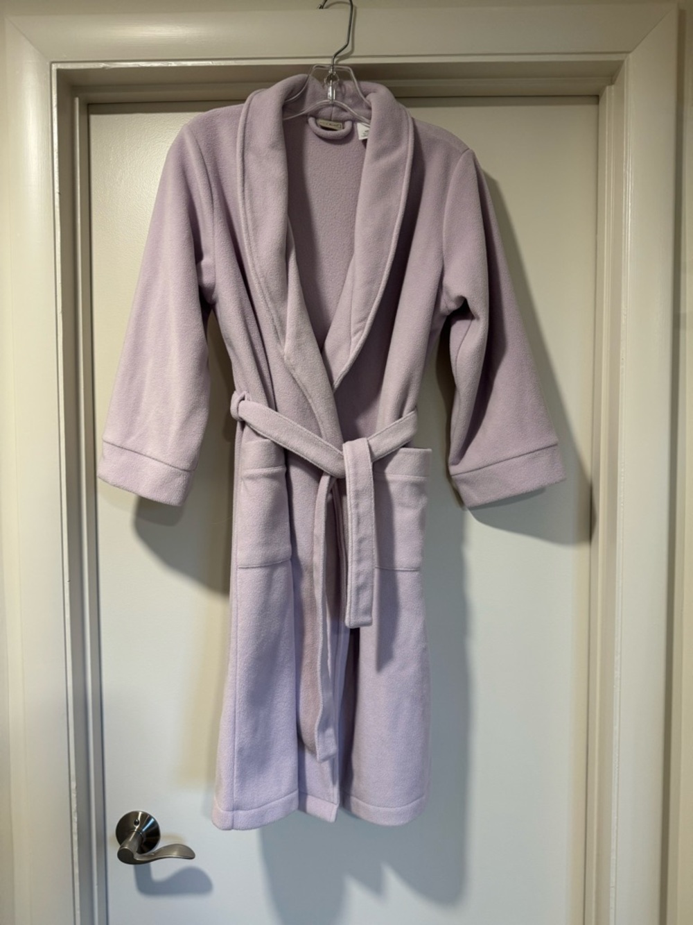 LL BEAN Light Lavender Fleece Robe with Shawl Collar